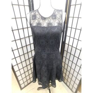 Banana Republic Black Lace Overlay Dress Size 6 Classy Witchy Whimsy Goth